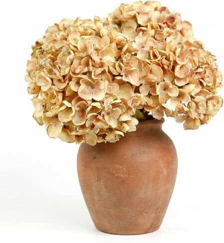 VIBILY Fall Artificial Dried Hydrangea Flowers, Vintage Green Dried Look, Fall Faux Flowers, Single Stem (Autumn Green, 4pcs) in Saudi Arabia