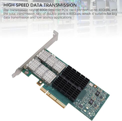 بطاقة شبكة PCIe Ethernet بسرعة 40 جيجابت من Zunate، منافذ مزدوجة 40 جيجابت، ومحول ألياف بصرية PCIe 3.0 X8 عالي السرعة وخادم NIC لسحابة مركز البيانات ومحطات العمل in Kuwait