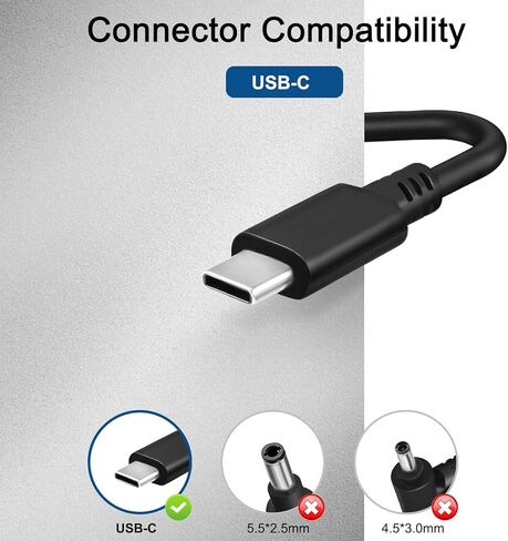 شاحن كمبيوتر محمول USB c بقدرة 65 وات متوافق مع HP ProBook 4 G1i G1a G1q، EliteBook 6 8 G1i XG1i XFlip Ultra ZBook Firefly 14 16 G8 G9 G10 G11 TPN-DA34 TPN-LA33 TPN-CA30 TPN-DA26 in Kuwait