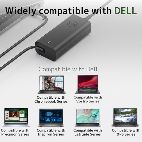 شاحن كمبيوتر محمول USB من النوع C 65 وات 45 وات مناسب لجهاز Dell Latitude 3540 5420 5430 5440 5450 5520 5540 7400 7420 7430 7440 2 في 1 XPS 13 Chromebook 3100 Inspiron 14 16 محول تيار متردد سلك إمداد الطاقة in Kuwait