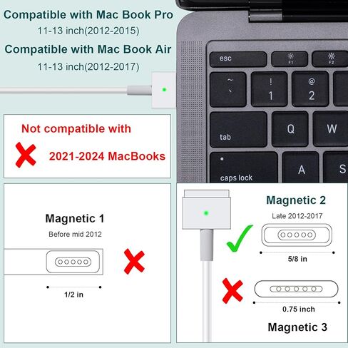 شاحن Mac Book Pro، محول طاقة موصل مغناطيسي بقدرة 60 وات، متوافق مع شاحن Retina السريع Mac Book Air/Pro مقاس 13 بوصة (أحدث 2012) in Kuwait