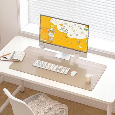 Dawntreres Desk Mat Protector ، Pu Leather Captop Pad ، Non Slip ، 23.6 "× 13.8" وسادة الماوس الكبيرة وحصيرة لوحة المفاتيح ، وسادة كتابة مقاومة للماء للمكتب والمنزل (أسود) in Saudi Arabia