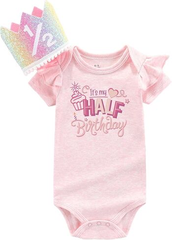 It's Half way to one Baby girl My 1/2 Birthday Rompers Halfway to first Sweet Girl cake in Kuwait
