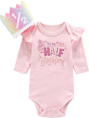 It's Half way to one Baby girl My 1/2 Birthday Rompers Halfway to first Sweet Girl cake in Saudi Arabia