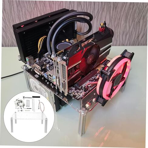 Open Frame PC Case Stand for Matx Motherboards Transparent DIY Computer Chassis Bracket with Enhanced Airflow Compact and Stable Design for Hardware Testing and Display in Saudi Arabia