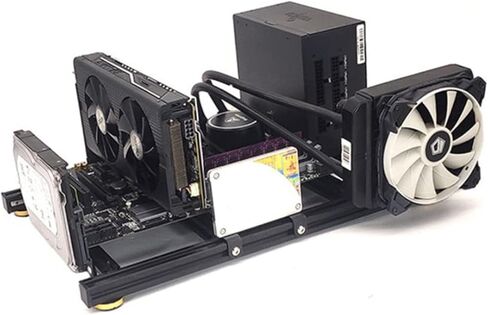 إطار حالة الكمبيوتر في الهواء الطلق للوحة الأم ATX DIY هيكل مفتوح النمط مع دعم مصدر طاقة واحد SSD ورف حماية متوافق مع بطاقات الرسومات والكابل النظيف in Kuwait