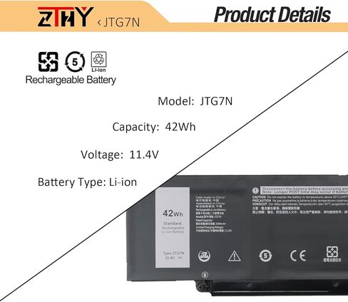 42Wh JTG7N GRWKG Battery Replacement for Dell Latitude 3340 3440 3450 3540 3550 5340 5350 5540 5550 Precision 3480 3490 3580 3590 inspiron 14 Plus 7441 Series P169G 542WP 7RDGP 803W6 11.4V 3-Cell in Saudi Arabia