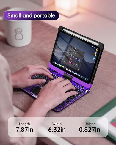 حافظة لوحة مفاتيح شفافة لجهاز iPad Mini 7 A17 Pro(2024) وMini 6 (2021) 8.3 بوصة، لوحة مفاتيح لاسلكية بإضاءة خلفية بـ 7 ألوان مع لوحة لمس، حامل دوار 360 درجة، حامل أقلام لجهاز iPad mini الجيل السابع/السادس، أرجواني in Kuwait