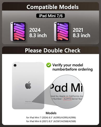 حافظة لوحة مفاتيح شفافة لجهاز iPad Mini 7 A17 Pro(2024) وMini 6 (2021) 8.3 بوصة، لوحة مفاتيح لاسلكية بإضاءة خلفية بـ 7 ألوان مع لوحة لمس، حامل دوار 360 درجة، حامل أقلام لجهاز iPad mini الجيل السابع/السادس، أسود in Kuwait