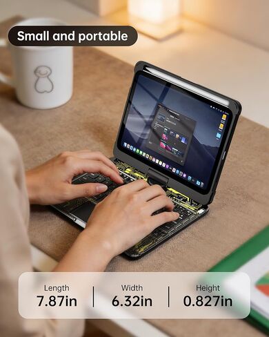 حافظة لوحة مفاتيح شفافة لجهاز iPad Mini 7 A17 Pro(2024) وMini 6 (2021) 8.3 بوصة، لوحة مفاتيح لاسلكية بإضاءة خلفية بـ 7 ألوان مع لوحة لمس، حامل دوار 360 درجة، حامل أقلام لجهاز iPad mini الجيل السابع/السادس، أسود in Kuwait