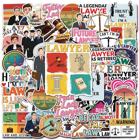 50 Pcs Lawyer Vinyl Sticker Waterproof Attorney Stickers Law School Decals Laptop Water Bottle Notebook Scrapbook Luggage Tablet Phone Bike Christmas Gifts for Girls Women Female Students in Saudi Arabia