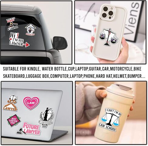 50 Pcs Lawyer Vinyl Sticker Waterproof Attorney Stickers Law School Decals Laptop Water Bottle Notebook Scrapbook Luggage Tablet Phone Bike Christmas Gifts for Girls Women Female Students in Saudi Arabia