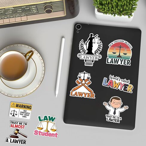 50 Pcs Lawyer Vinyl Sticker Waterproof Attorney Stickers Law School Decals Laptop Water Bottle Notebook Scrapbook Luggage Tablet Phone Bike Christmas Gifts for Girls Women Female Students in Saudi Arabia