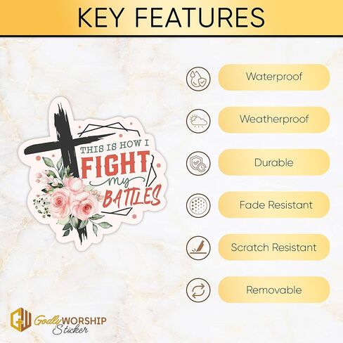 3PCs This is How I Fight My Battles Sticker Floral Christian Bible Verse Sticker Religious Cross Jesus God Faith Waterproof Vinyl Stickers for Water Bottle Laptop Decals Gifts for Prayers 2.9"x3" in Saudi Arabia