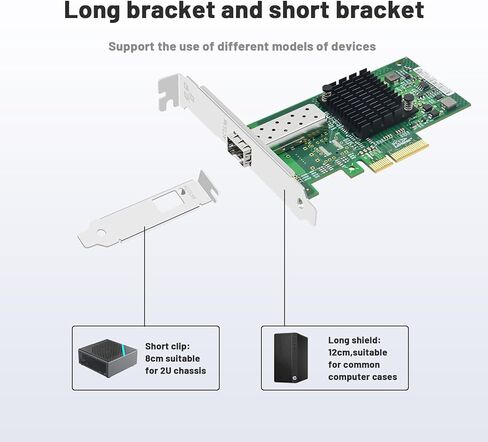 بطاقة شبكة ألياف بصرية 1.25 جيجا بايت مع شريحة Intel I350 (I350-F1)، ومحول شبكة منفذ SFP أحادي PCIE X4، ومحول إيثرنت فايبر بمنفذ بصري يدعم Windows Server/Linux/VMware in Kuwait