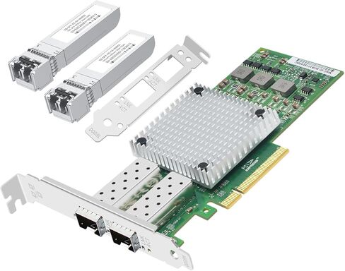 بطاقة شبكة ألياف بصرية مع شريحة Broadcom BCM57810S، محول شبكة منافذ SFP+ مزدوج 10 جيجا بايت للإيثرنت، يدعم Windows Server/Linux/Vmware (مع قطعتين من الوحدة الضوئية متعددة الأوضاع) in Kuwait