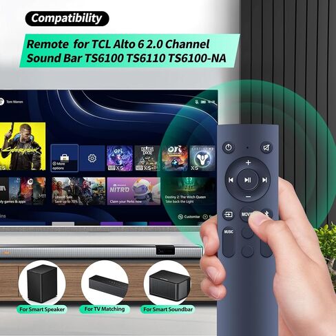 Remote Control Replacement Applicable for TCL Alto 6 6+ 2.0 Channel Home Theater Sound Bar TS6100-NA TS6100 TS6110 TS6110-NA, Alto 3 TS3100 TS3100-EU TS3100-NA in Saudi Arabia