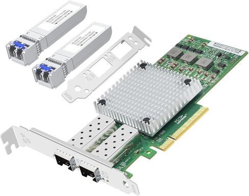 بطاقة شبكة ألياف بصرية مع شريحة Broadcom BCM57810S، محول شبكة منافذ SFP+ مزدوج 10 جيجا بايت للإيثرنت، يدعم Windows Server/Linux/Vmware (مع قطعتين من الوحدة الضوئية متعددة الأوضاع) in Kuwait