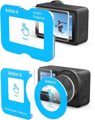 TELESIN [AR-Ultra] Screen&Lens Protector With Silicone Lens Cover for DJI Osmo Action 6, AR Anti-Reflective Coating for Outdoor Vlogging, with Easy-Install Auto-Align Frame, Shatterproof, 9H Tempered Glass, DJI Osmo Action 6 Accessories [1+1+1+1 Pack] in Saudi Arabia