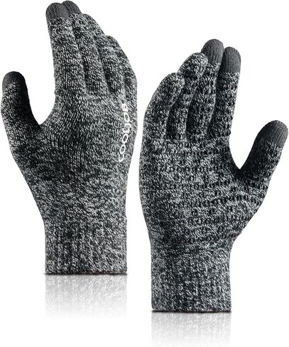 COOLJOB Warm Fleece Knit Winter Gloves for Men Women, Touch Screen Fingers, Non-slip Silicone Grip and Elastic Cuff in Kuwait