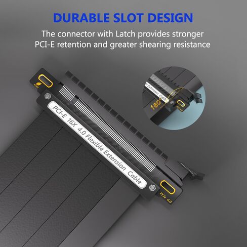 Mustpoint PCIE 4.0 Extension Cable, Black 16x Shielded High Speed GPU Riser Cable with PCI Express Port for GPU Extension Card, Length 20cm (180 Degree) in Saudi Arabia