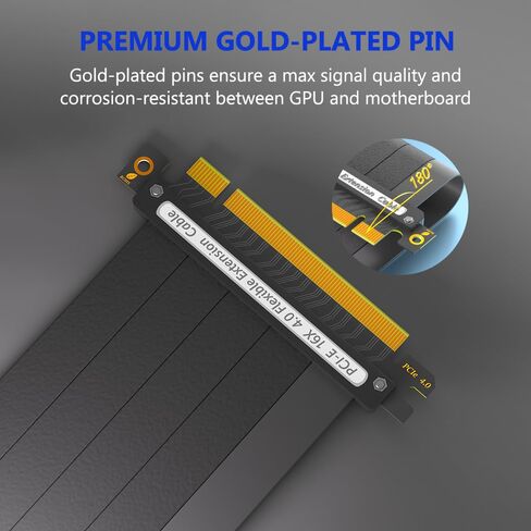 Mustpoint PCIE 4.0 Extension Cable, Black 16x Shielded High Speed GPU Riser Cable with PCI Express Port for GPU Extension Card, Length 20cm (180 Degree) in Saudi Arabia