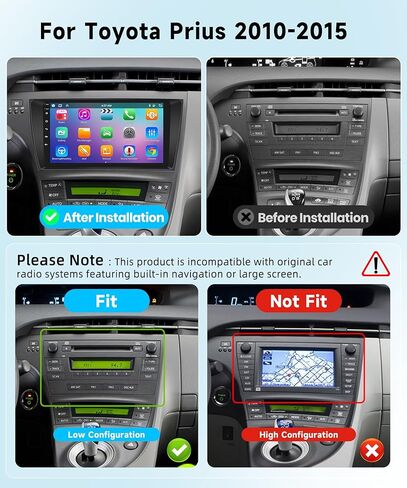 [8 CORE 4G+64G] راديو السيارة لسيارة Toyota Prius 2010-2015 غير مناسب J-B-L مع Carplay اللاسلكي/Android Auto، 9 بوصة Android 13 IPS شاشة لمس ستيريو للسيارة، بلوتوث، GPS، WiFi، SWC، DSP + كاميرا احتياطية in Kuwait
