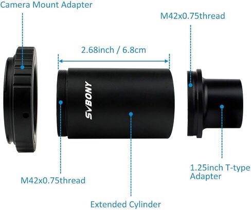 SVBONY Telescopes Eyepieces 9mm 1.25 inches Eyepiece 68 Degree Bundle with 6mm Eyepiece T2 T Ring Adapter Compatible for Canon EOS Cameras Photography in Saudi Arabia