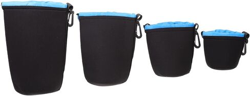 HOMSFOU 4pcs Neoprene Camera Lens Bag Set Waterproof Lens Pouch Protective Case for Dslr Photography Accessories Blue in Saudi Arabia
