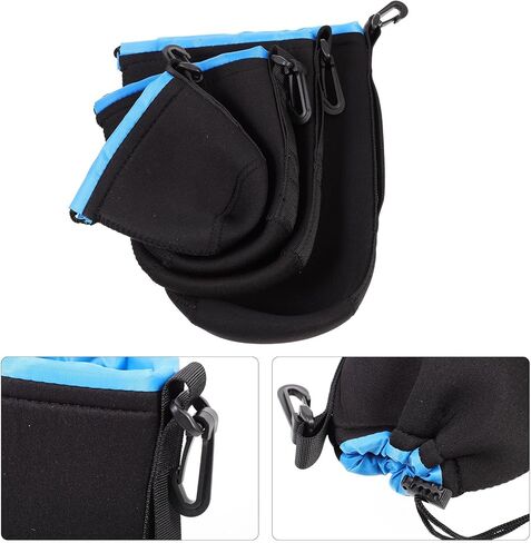 HOMSFOU 4pcs Neoprene Camera Lens Bag Set Waterproof Lens Pouch Protective Case for Dslr Photography Accessories Blue in Saudi Arabia