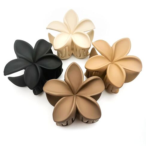 Nonslip Matte Flower Hair Claw Clips - Aesthetic Plumeria Accessories for Women with Thick or Thin Hair in Kuwait