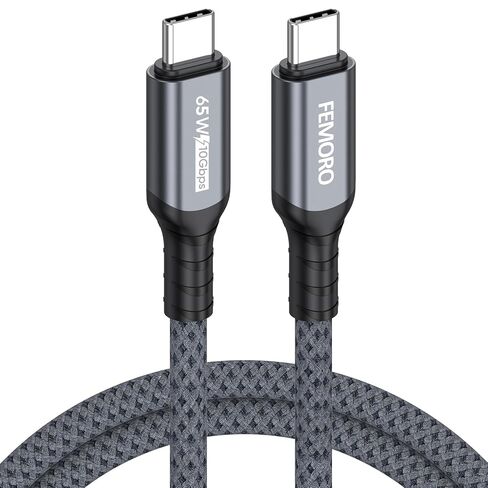 كابل نقل بيانات FEMORO USB C بطول 3 أقدام، USB 3.2 Gen 2 10 جيجابت في الثانية عالي السرعة، PD 65 وات شحن سريع من النوع C إلى سلك C لجهاز Galaxy S25/24/23 iPhone 17/16/15 iPad Pro/Air/Mini External SSD Dock Station in Kuwait