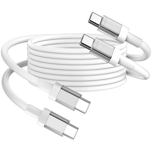 كابل USB C إلى USB C بطول 6 أقدام 100 وات سلك شحن سريع من النوع C لهاتف iPhone 17 16 Pro Max 16E 15/iPad Pro 10 11th Air MacBook، لهاتف Samsung S25 Ultra S24 S23 A36 A16 A17/Pixel 10 9a/شاحن هاتف Android، أبيض in Saudi Arabia