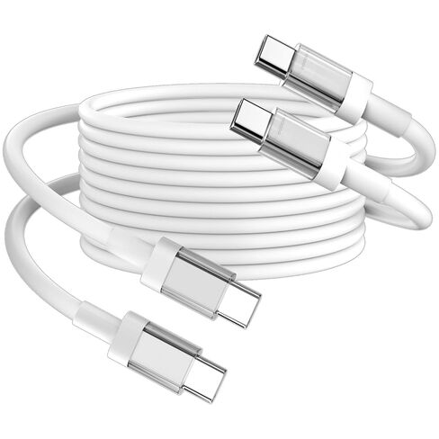 كابل USB C إلى USB C بطول 6 أقدام 100 وات سلك شحن سريع من النوع C لهاتف iPhone 17 16 Pro Max 16E 15/iPad Pro 10 11th Air MacBook، لهاتف Samsung S25 Ultra S24 S23 A36 A16 A17/Pixel 10 9a/شاحن هاتف Android، أبيض in Saudi Arabia