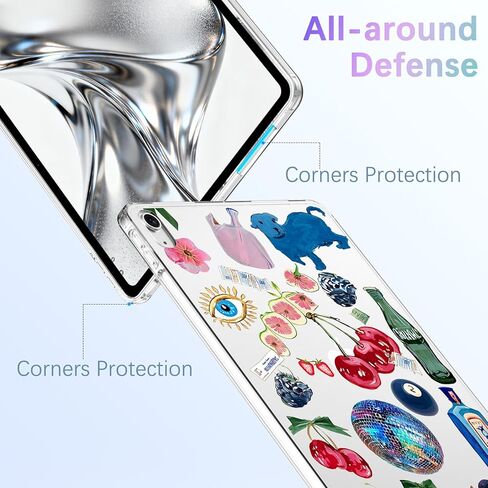 for iPad Air 13" (M3) 2025/ (M2) 2024,Cute Cherry Berries Crystal Clear Case,Slim Lightweight Anti-Scratch Soft TPU Bumper Hard Acrylic Back Cover for Women in Kuwait