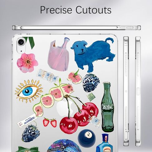 for iPad Air 13" (M3) 2025/ (M2) 2024,Cute Cherry Berries Crystal Clear Case,Slim Lightweight Anti-Scratch Soft TPU Bumper Hard Acrylic Back Cover for Women in Kuwait