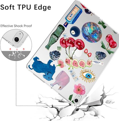 for iPad Air 13" (M3) 2025/ (M2) 2024,Cute Cherry Berries Crystal Clear Case,Slim Lightweight Anti-Scratch Soft TPU Bumper Hard Acrylic Back Cover for Women in Kuwait