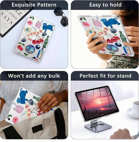 for iPad Air 13" (M3) 2025/ (M2) 2024,Cute Cherry Berries Crystal Clear Case,Slim Lightweight Anti-Scratch Soft TPU Bumper Hard Acrylic Back Cover for Women in Kuwait