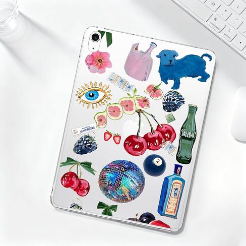 for iPad Air 13" (M3) 2025/ (M2) 2024,Cute Cherry Berries Crystal Clear Case,Slim Lightweight Anti-Scratch Soft TPU Bumper Hard Acrylic Back Cover for Women in Kuwait