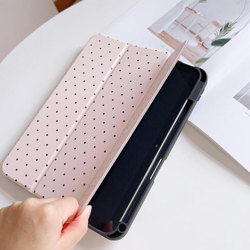 Case for iPad 11th (A16) 11-inch 2025 / 10th Generation 10.9-inch 2022，Fashionable Pattern Case with Pencil Holder Trifold Smart Stand Cover (Small Pink Polka dots) in Saudi Arabia