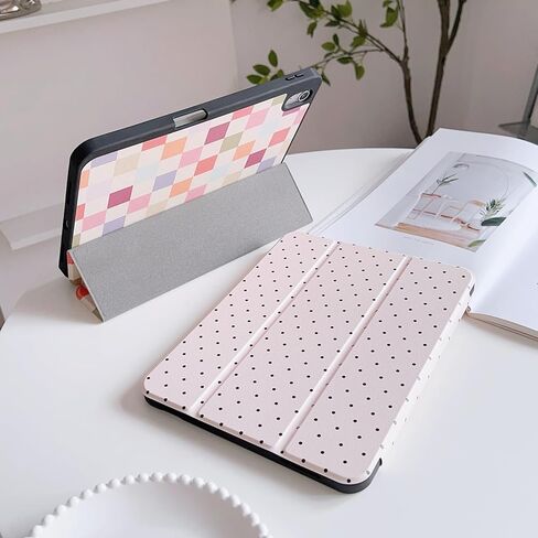 Case for iPad 11th (A16) 11-inch 2025 / 10th Generation 10.9-inch 2022，Fashionable Pattern Case with Pencil Holder Trifold Smart Stand Cover (Small Pink Polka dots) in Saudi Arabia