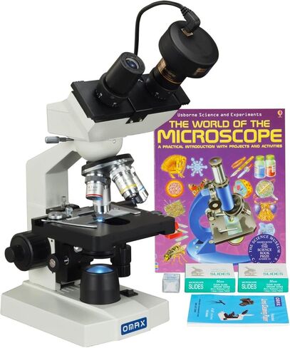 OMAX 40X-2500X 3MP Digital Camera LED Binocular Lab Microscope + Blank Slides + Covers + Lens Paper + Book in Saudi Arabia