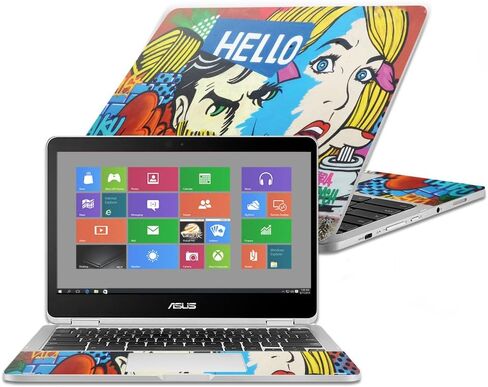 غلاف MightySkins متوافق مع Asus Chromebook Flip C302CA مقاس 12.5 بوصة (2016) - Hello Graffiti | غطاء ملتف من الفينيل واقٍ ومتين وفريد ​​من نوعه | سهل التطبيق والإزالة | صنع في الولايات المتحدة الأمريكية in Kuwait