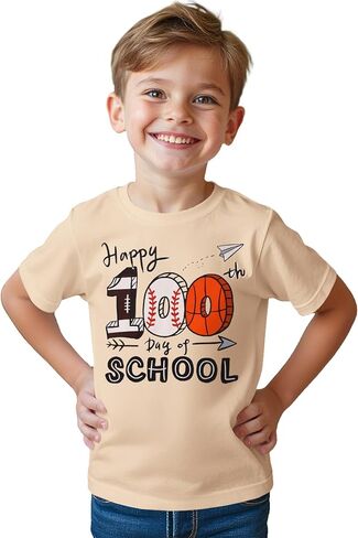 CM C&M WODRO 100 Days of School Shirt Kid Boy Kindergarten T-Shirt Happy 100th Day of School Celebration Gift Tee Tops 3-9Y in Saudi Arabia