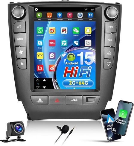 راديو سيارة 2G+64G لسيارة Lexus IS350 IS250 2006-2012 لأوبل إنسيجنيا 2009-2013 مع Carplay Android Auto، شاشة لمس عالية الدقة 9.7 بوصة Android 15 ستيريو للسيارة مع GPS WiFi، بلوتوث، FM/RDS+كاميرا احتياطية in Saudi Arabia