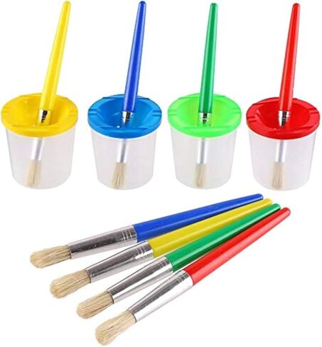 DIYASY NO COPBANT CUPS مع الأغطية ، 10 أجهزة كمبيوتر حاويات اللوحة البهجة و 10 جولة الطلاء فرش الأطفال الفنية الفنية لوازم المنزل 10 ألوان in Saudi Arabia