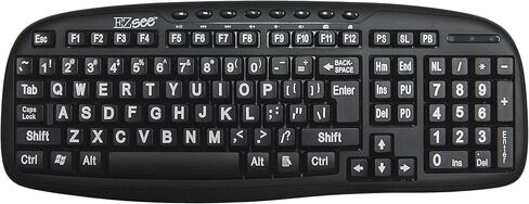 EZ See Large Print Keyboard-Black Keys-White Print in Saudi Arabia