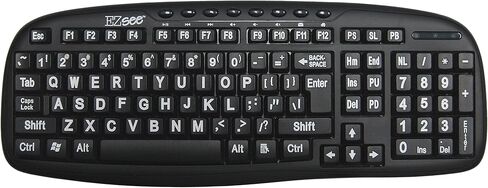 EZ See Large Print Keyboard-Black Keys-White Print in Saudi Arabia