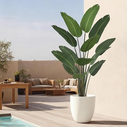 Bird of Paradise Artificial Plant 8FT, Tall Artificial Plants Indoor with 17 Realistic Leaves and Large Trunks, Faux Tropical Trees with Pot for Home Living Room Office Indoor Decor in Saudi Arabia