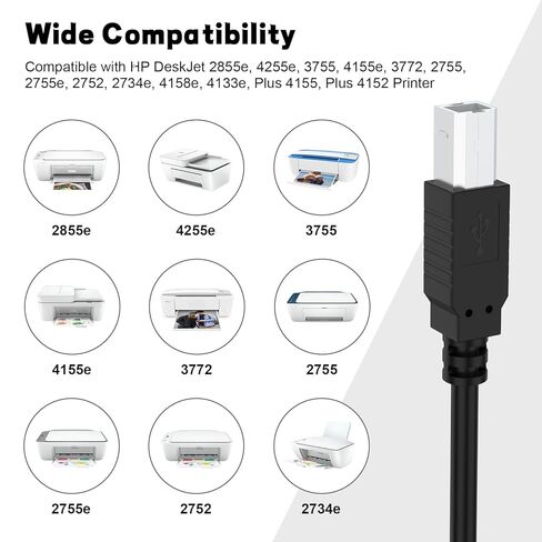 كابل طابعة ET-2800 USB 2.0 متوافق مع طابعة Epson EcoTank ET-2800، ET-4800، ET-2400، ET-2850، ET-8550، ET-4850، ET-3850، ET-2803، ET-15000، ET-8500، XP-5200، XP-4200 (5 قدم، 1.5 م) in Kuwait